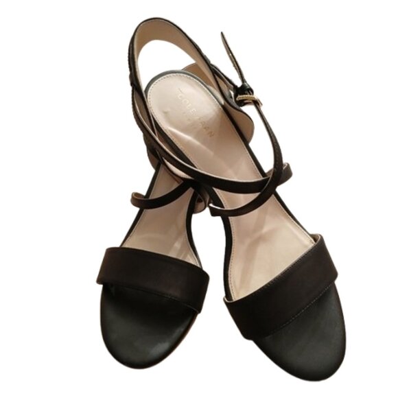 Cole Haan Joslyn Black Strappy Block Heel Slingback Sandals Size 9B - Picture 3 of 5